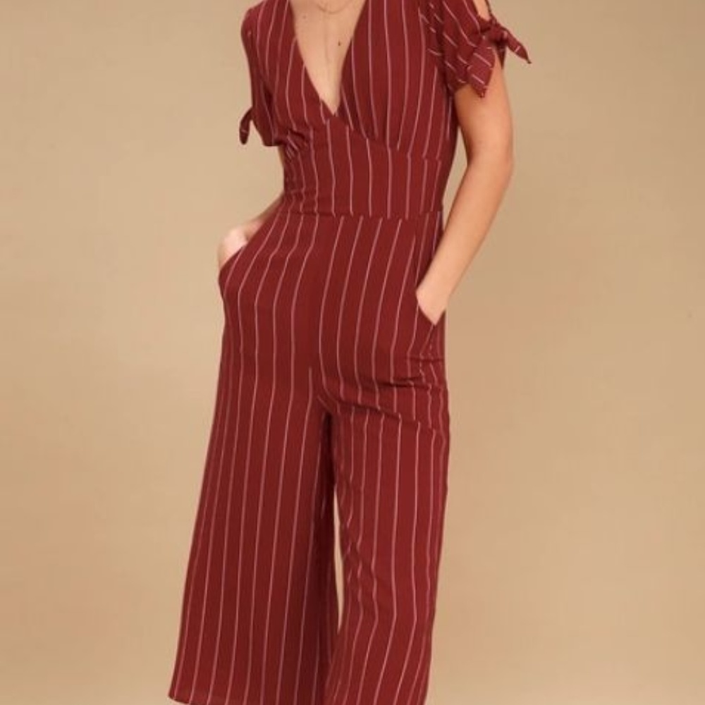 Lulu's rust pinstripe jumpsuit NWOT